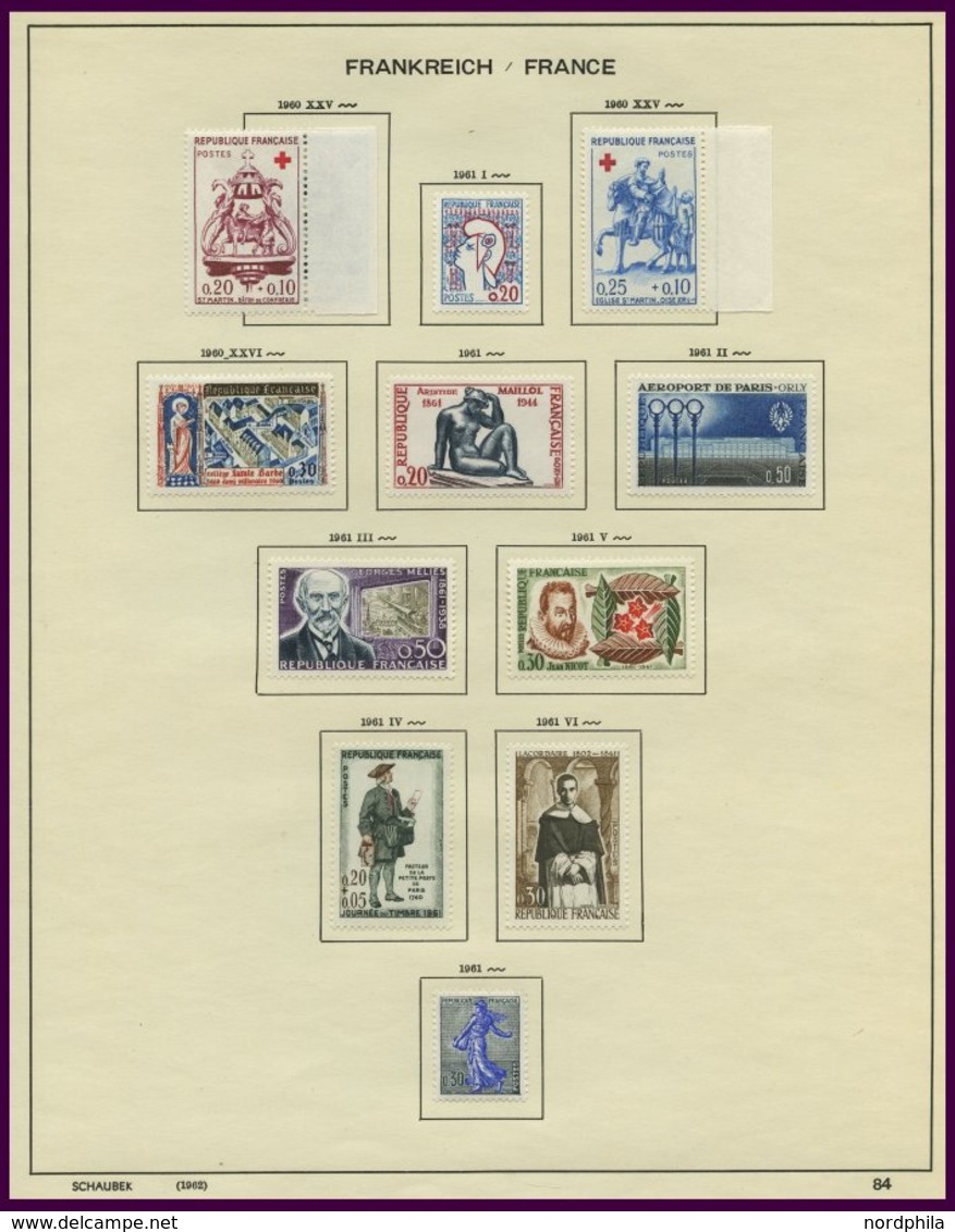 SAMMLUNGEN *, Ungebrauchte Sammlung Frankreich Von 1960-72 Auf Schaubek-Seiten, Bis Auf Wenige Werte Komplett, Fast Nur  - Collections