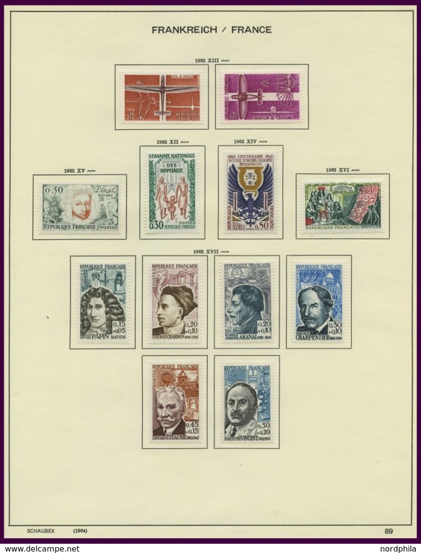 SAMMLUNGEN *, ungebrauchte Sammlung Frankreich von 1960-72 auf Schaubek-Seiten, bis auf wenige Werte komplett, fast nur 