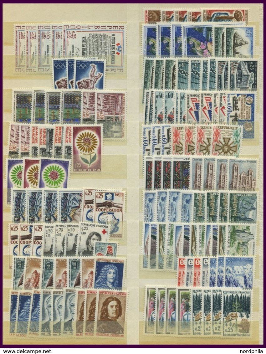 LOTS **, 1960-68, saubere postfrische Dublettenpartie mit Dienst-u. Unescomarken, mit Nr. 1480 5x, meist Pracht, günstig