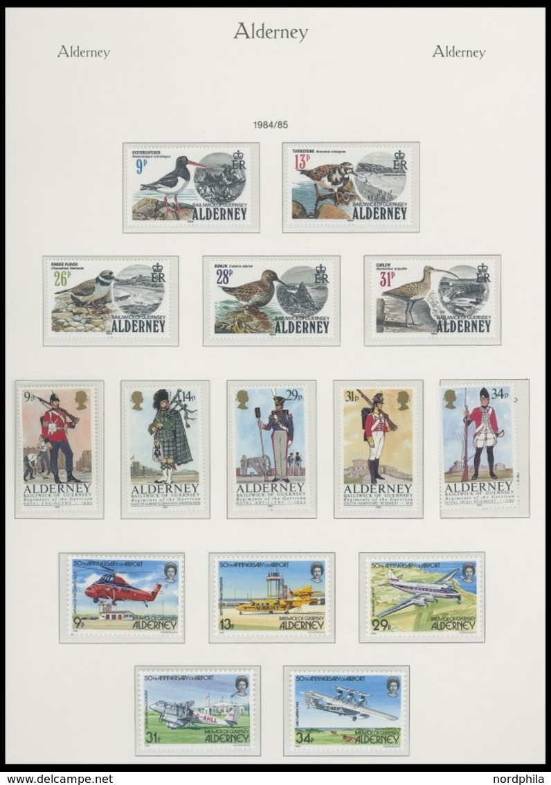 GUERNSEY-ALDERNEY **,o , 1983-85, Komplett Postfrisch Und Gestempelt Auf KA-BE Falzlosseiten, Prachterhaltung, Mi. 130.- - Guernesey