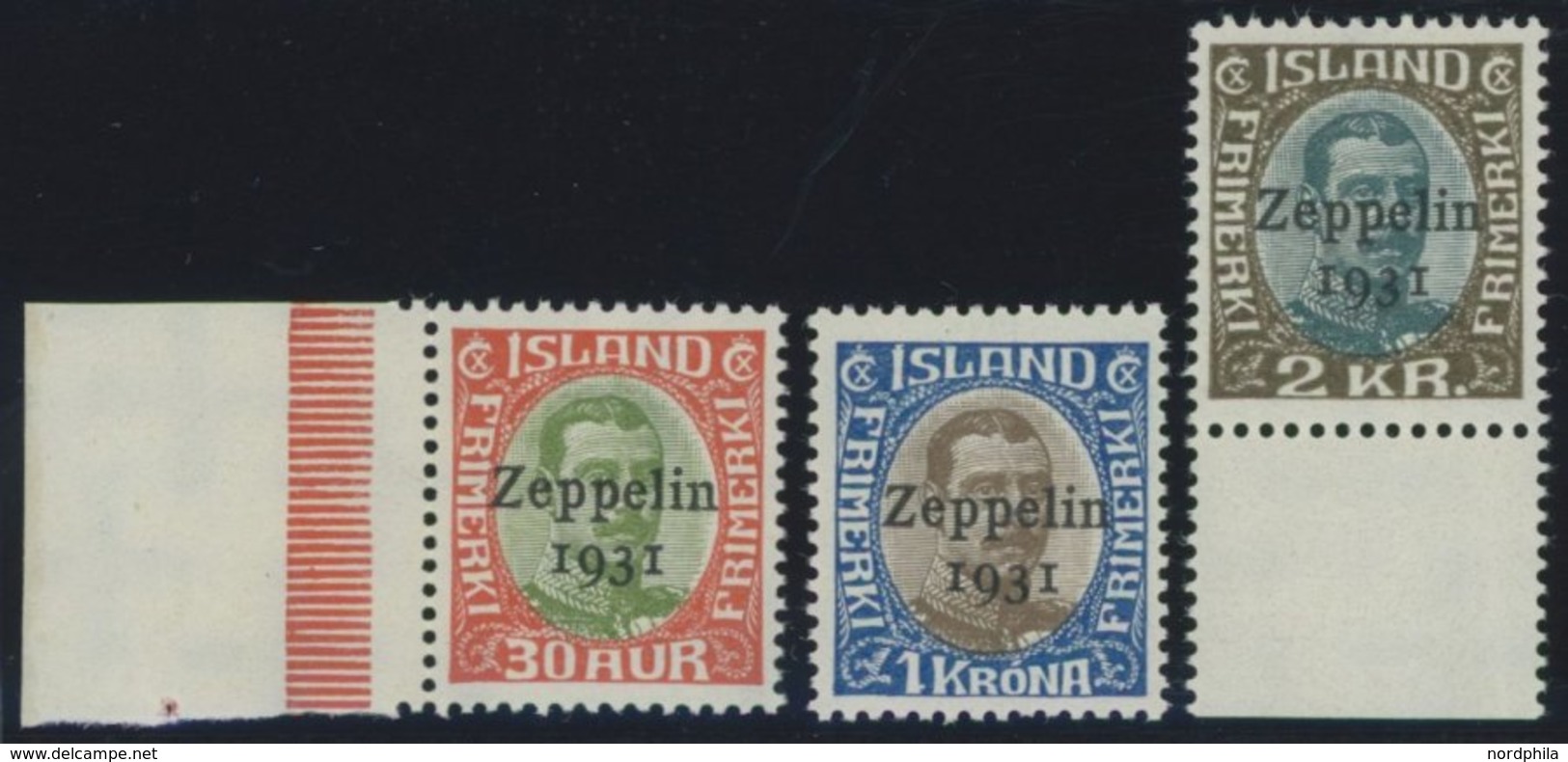 ISLAND 147-49 **, 1931, Graf Zeppelin, Prachtsatz, Mi. 200.- - Otros & Sin Clasificación