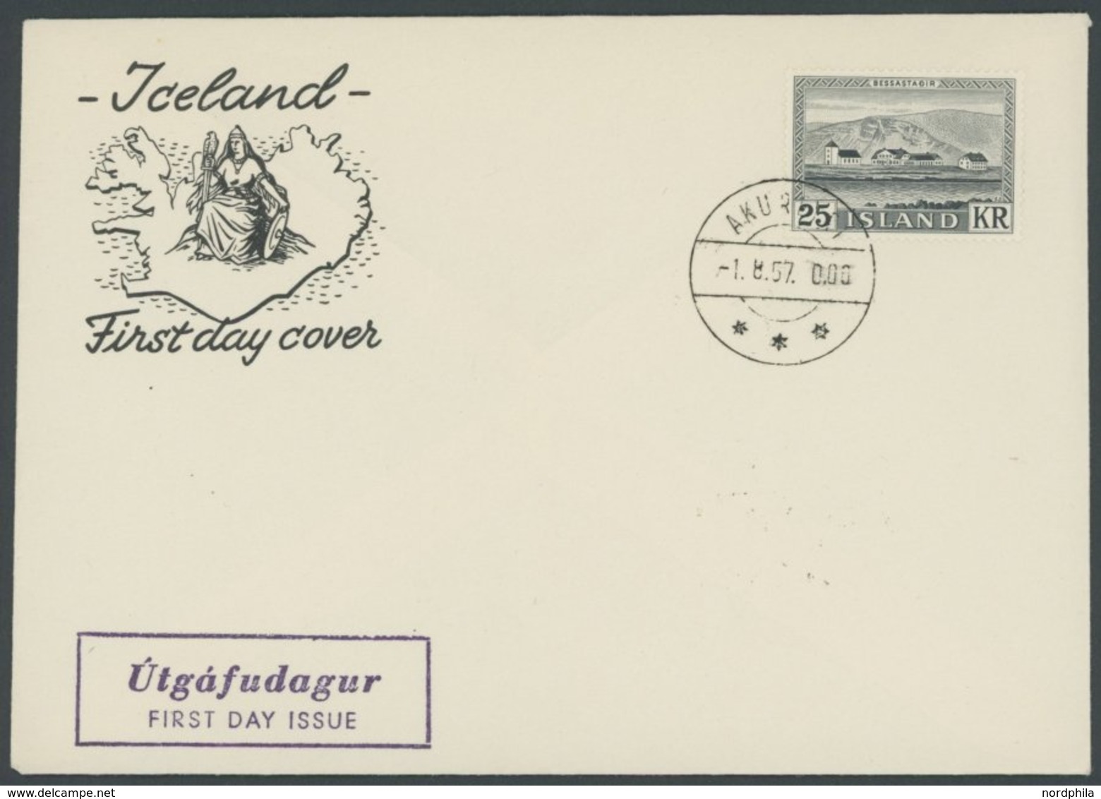 ISLAND 319 BRIEF, 1957, 25 Kr. Bessastadir Auf FDC, Pracht, Mi. 120.- - Autres & Non Classés