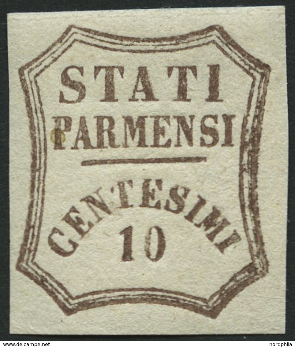 PARMA 13 *, 1859, 10 C. Dunkelbraun, Falzrest, Pracht, Signiert Gebrüder Senf, Mi. 750.- - Parma