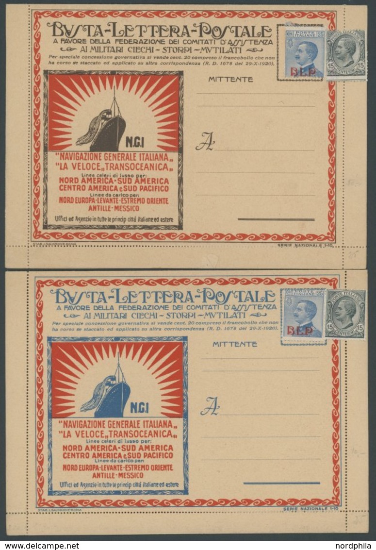 ITALIEN B 90I BRIEF, 1922, 25 C. Blau, Type I, Mit Rotem Aufdruck B.L.P. Und 15 C. Beifrankatur Auf 2 Verschiedenen Unge - Sin Clasificación