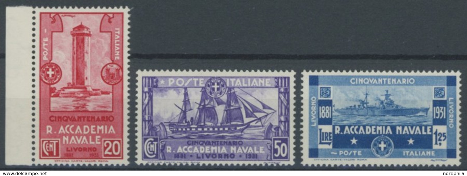 ITALIEN 369-71 **, 1931, Marineakademie Livorno, Postfrischer Prachtsatz, Mi. 85.- - Sin Clasificación