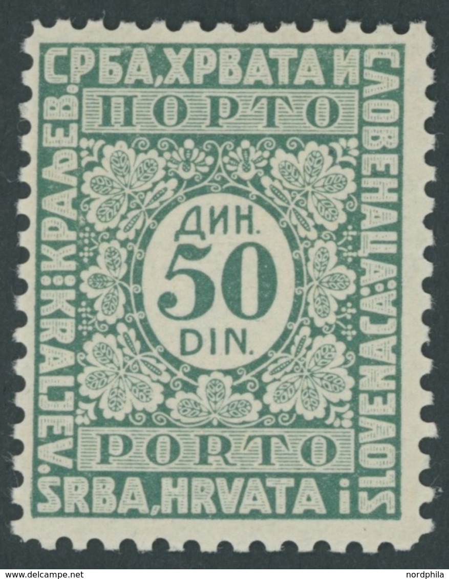 PORTOMARKEN P 61IIA *, 1921, 50 Din. Dunkelgrün, Type II, Falzrest, Pracht - Timbres-taxe