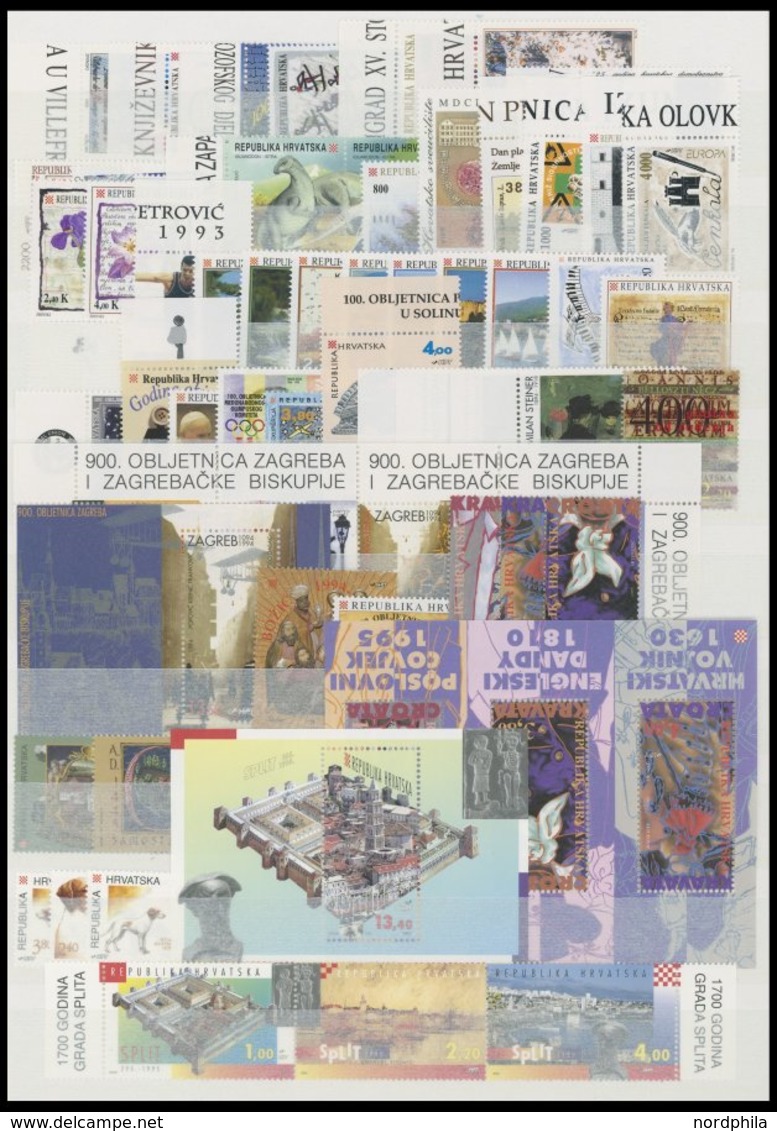 KROATIEN **, Postfrische Partie Verschiedener Ausgaben Von 1991-2003, Mit Einigen Kompletten Jahrgängen, Dazu Fast Kompl - Croazia