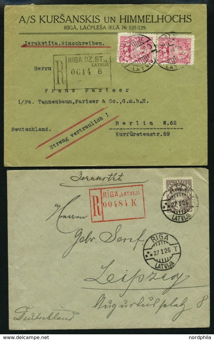 LETTLAND 1923-1940, Interessante Partie Von 45 Belegen Mit Verschiedenen Frankaturen, Dabei 9 Einschreibbriefe Und Ein E - Lettonia