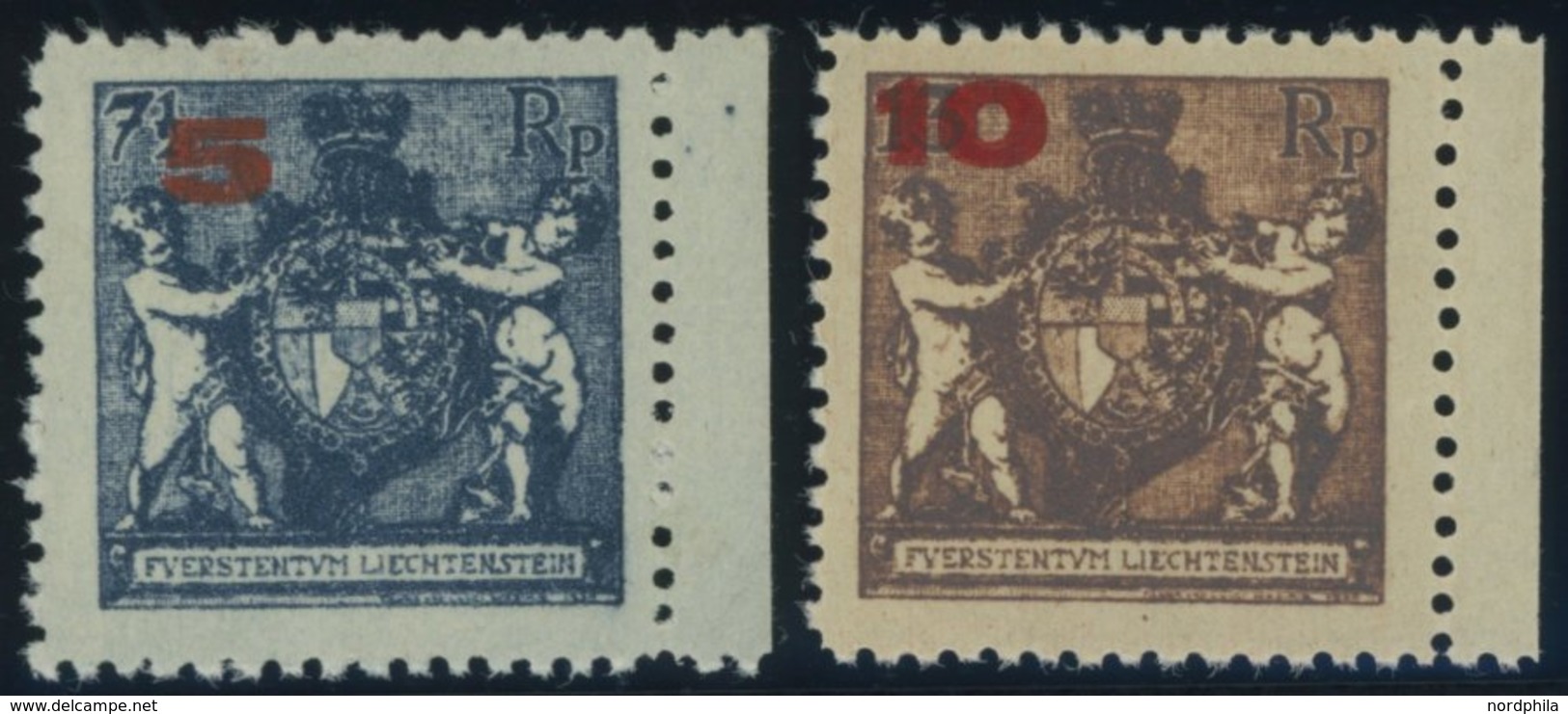 LIECHTENSTEIN 61/2B **, 1924, 5 Auf 71/2 Rp. Und 10 Auf 13 Rp., Gezähnt L 121/2, Postfrisch, Pracht, Mi. 85.- - Autres & Non Classés