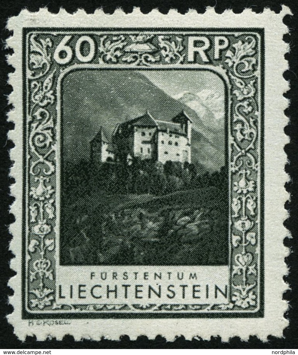 LIECHTENSTEIN 103A *, 1930, 60 Rp. Burg Gutenberg, Gezähnt L 101/2, Falzrest, Pracht - Sonstige & Ohne Zuordnung