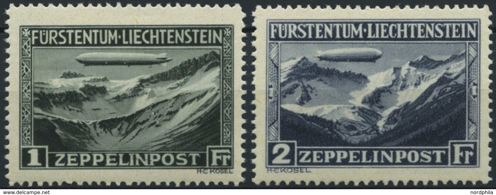 LIECHTENSTEIN 114/5 *, 1931, Graf Zeppelin, Falzreste, 2 Prachtwerte - Sonstige & Ohne Zuordnung