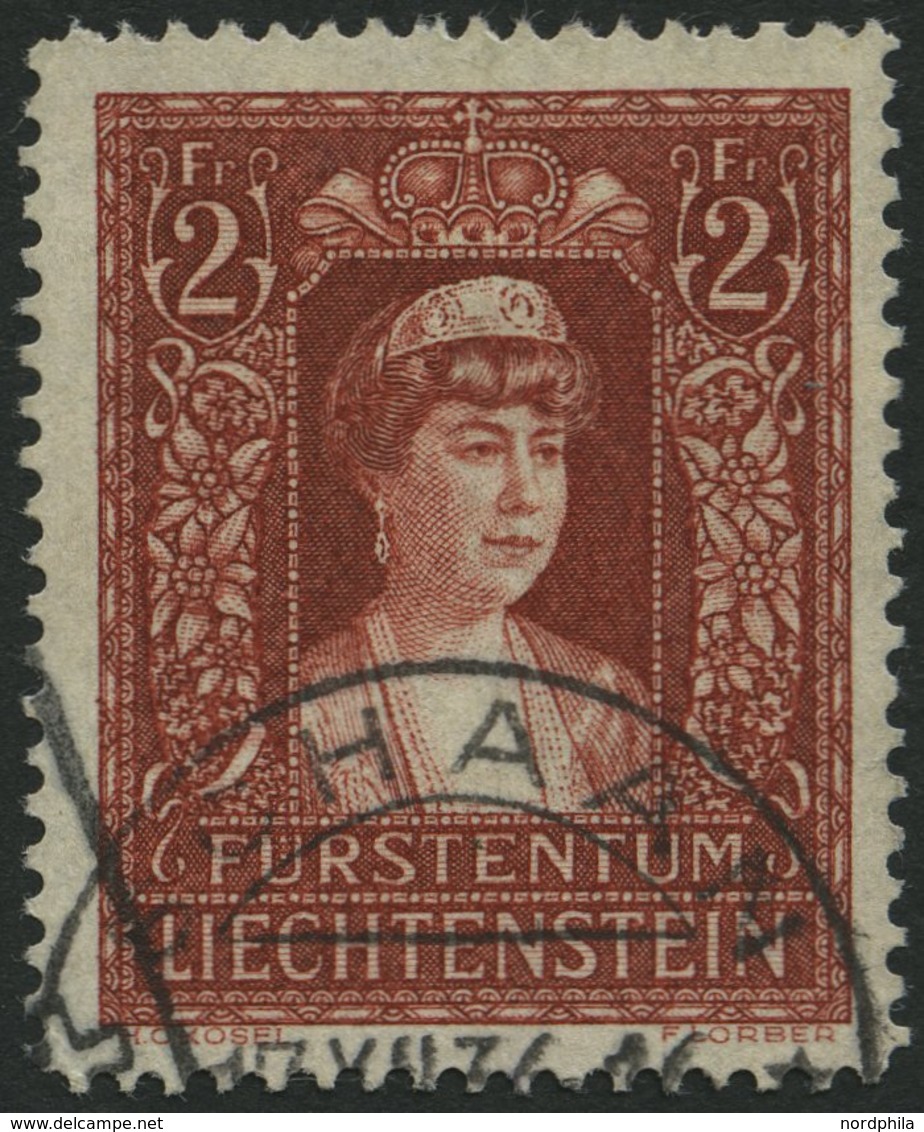 LIECHTENSTEIN 140 O, 1935, 2 Fr. Fürstin Elsa, Pracht, Mi. 280.- - Other & Unclassified