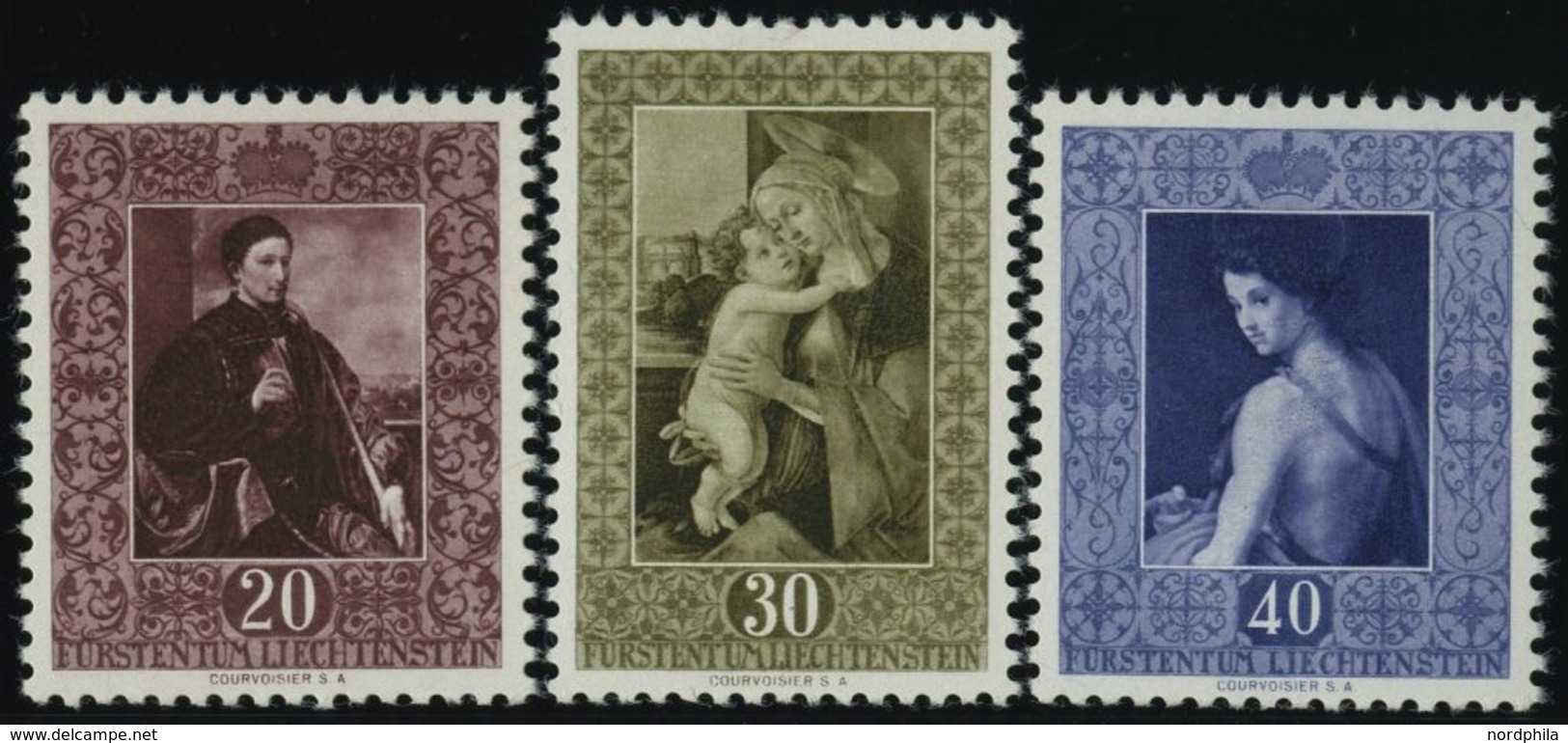 LIECHTENSTEIN 306-08 **, 1952, 3. Gemäldeserie, Prachtsatz, Mi. 140.- - Altri & Non Classificati