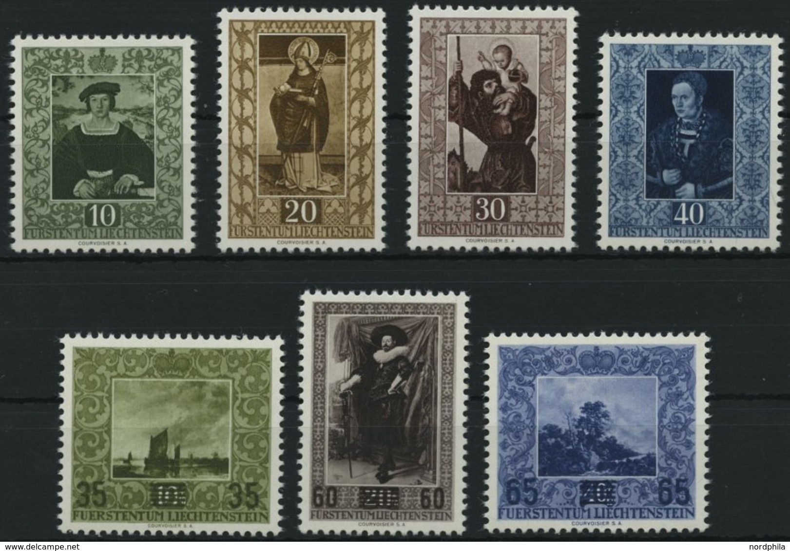 LIECHTENSTEIN 311-14,326-28 **, 1953/4, 4. Und 5. Gemäldeserie, 2 Prachtsätze, Mi. 200.- - Sonstige & Ohne Zuordnung