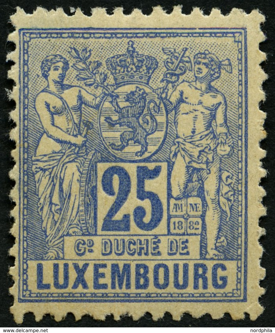 LUXEMBURG 52D *, 1882, 25 C. Blau, Falzreste, Pracht, Mi. 120.- - Altri & Non Classificati