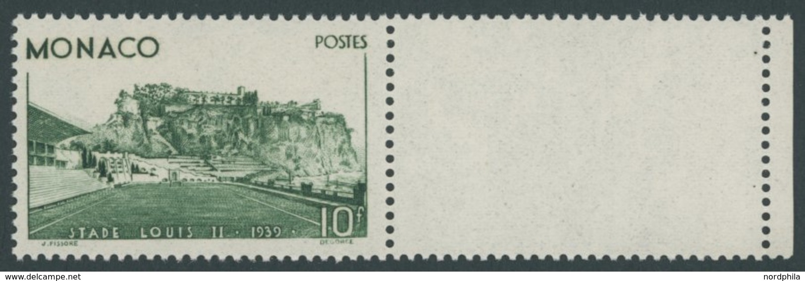 MONACO 189 **, 1939, 10 Fr. Louis-II. Stadion, Postfrisch, Pracht, Mi. 170.- - Autres & Non Classés