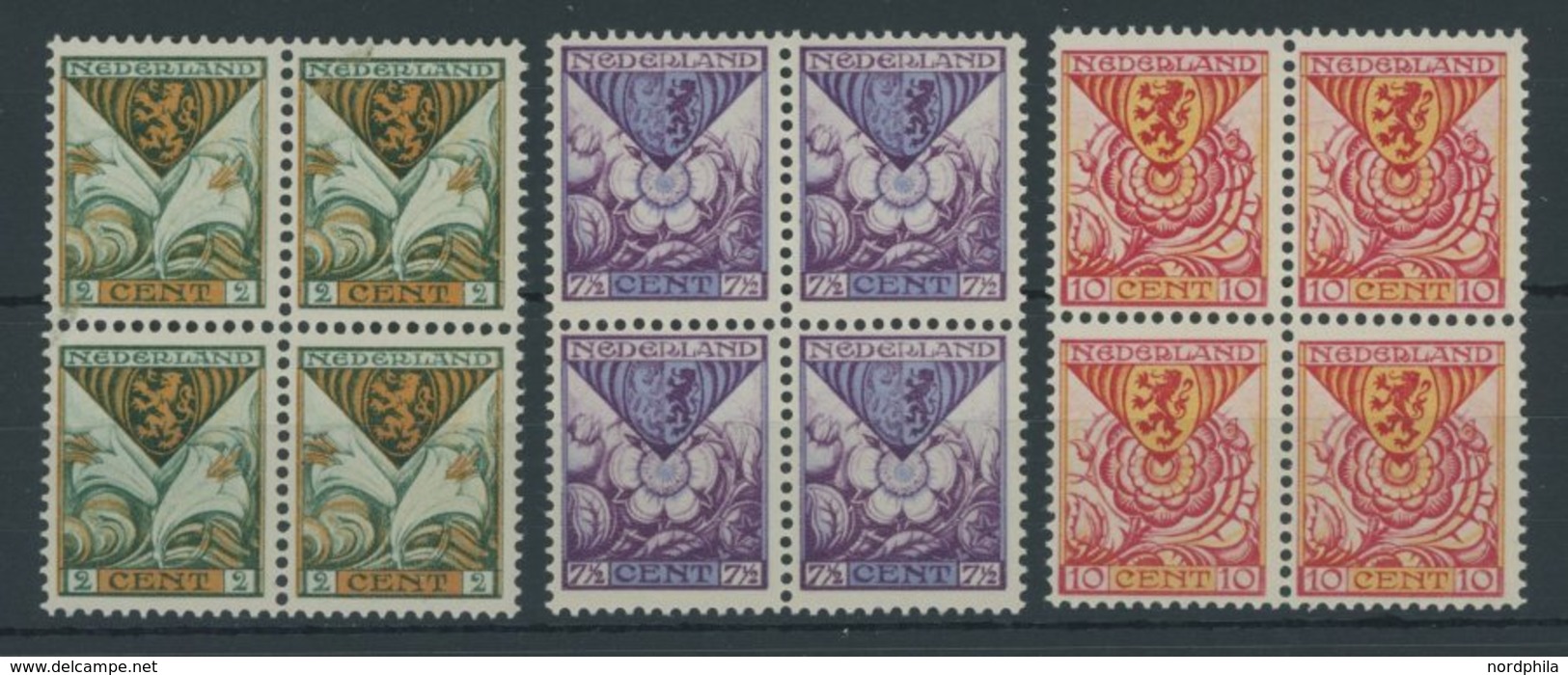 NIEDERLANDE 164-66A VB **, 1925, Provinzwappen I, Gezähnt K 121/2, In Viererblocks, Postfrischer Prachtsatz, Mi. (88.-) - Altri & Non Classificati