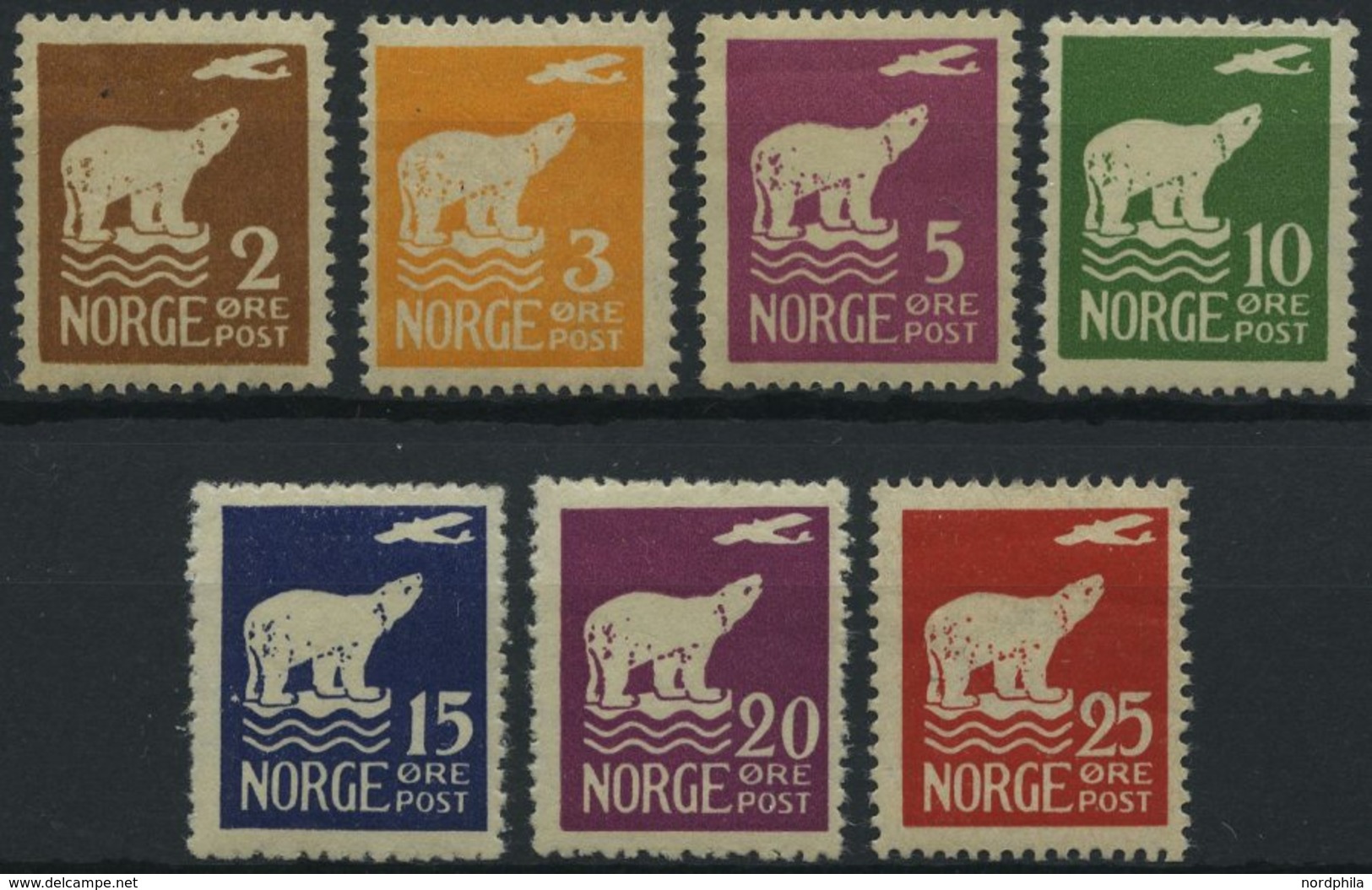 NORWEGEN 109-15 *, 1925, Polarflug, Falzreste, Prachtsatz - Sonstige & Ohne Zuordnung