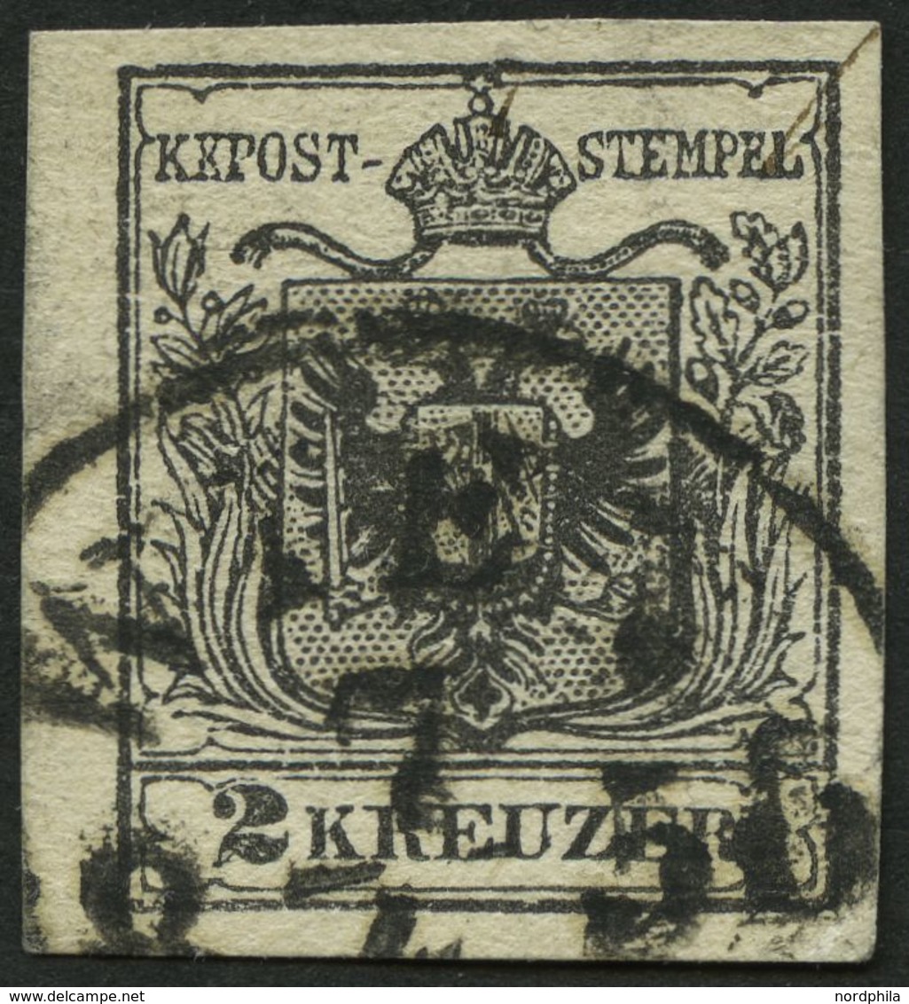 ÖSTERREICH 2Ya O, 1854, 2 Kr. Schwarz, Maschinenpapier, Type III, K1 WIEN 1. EXP., Pracht - Autres & Non Classés