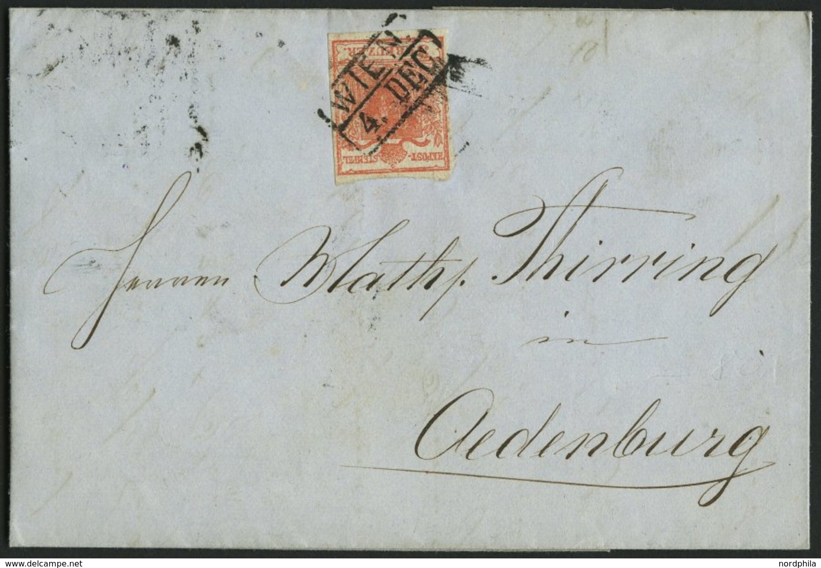 ÖSTERREICH 3X BRIEF, 1850, 3 Kr. Ziegelrot, Handpapier, Type Ia, R2 WIEN, Zwergenschnitt, Zweiseitig Gerissen, Prachtbri - Otros & Sin Clasificación