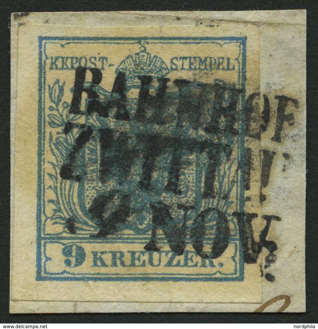 ÖSTERREICH 5X BrfStk, 1850, 9 Kr. Blau, Handpapier, Type III, L3 BAHNHOF ZWITTAU, Prachtbriefstück - Otros & Sin Clasificación