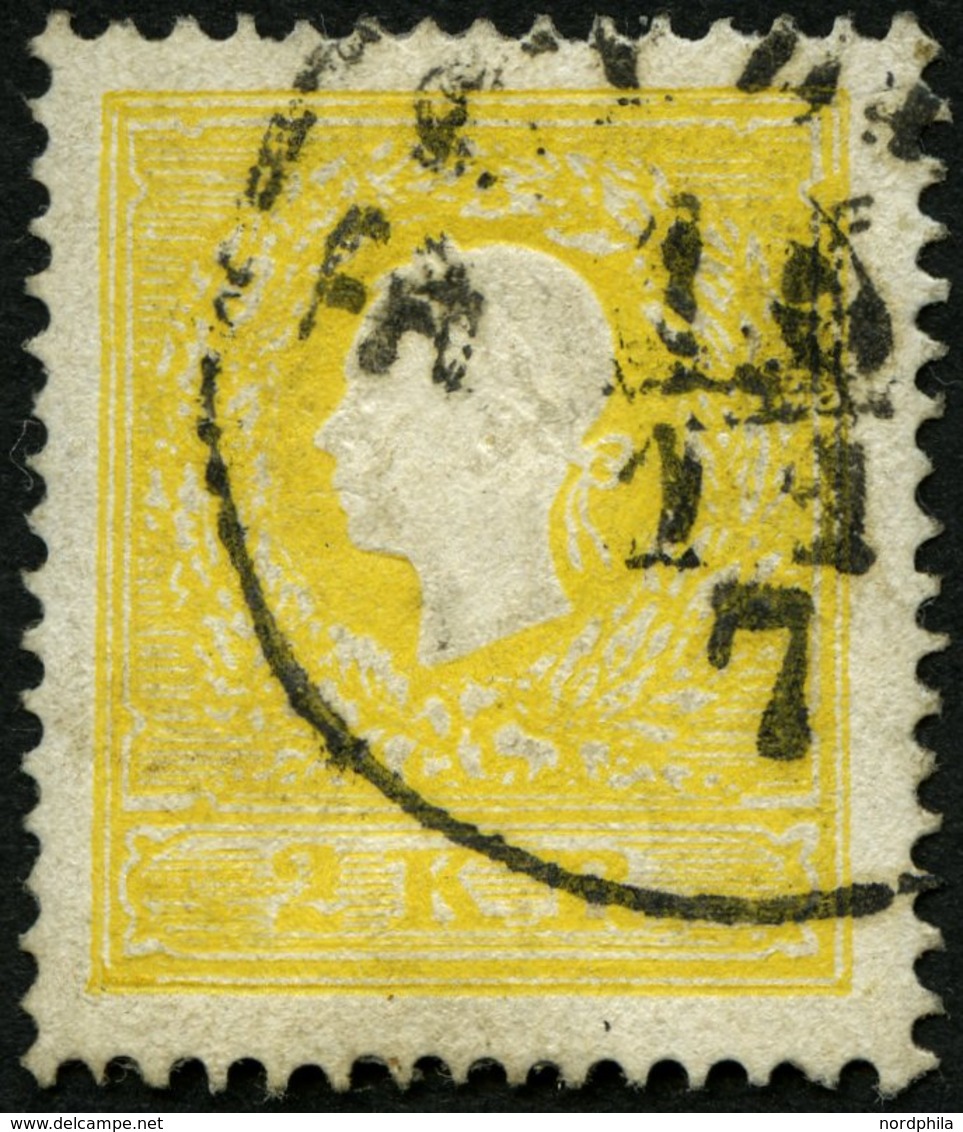 ÖSTERREICH 10Ia O, 1858, 2 Kr. Gelb, Type I, Pracht, Mi. 500.- - Sonstige & Ohne Zuordnung