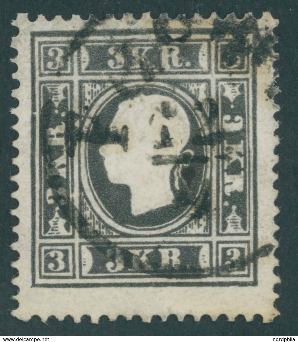 ÖSTERREICH BIS 1867 11Ib O, 1858, 3 Kr. Schwarz, Type Ib, K1 PESTH, Pracht, Fotobefund Dr. Ferchenbauer, Mi. 300.- - Autres & Non Classés