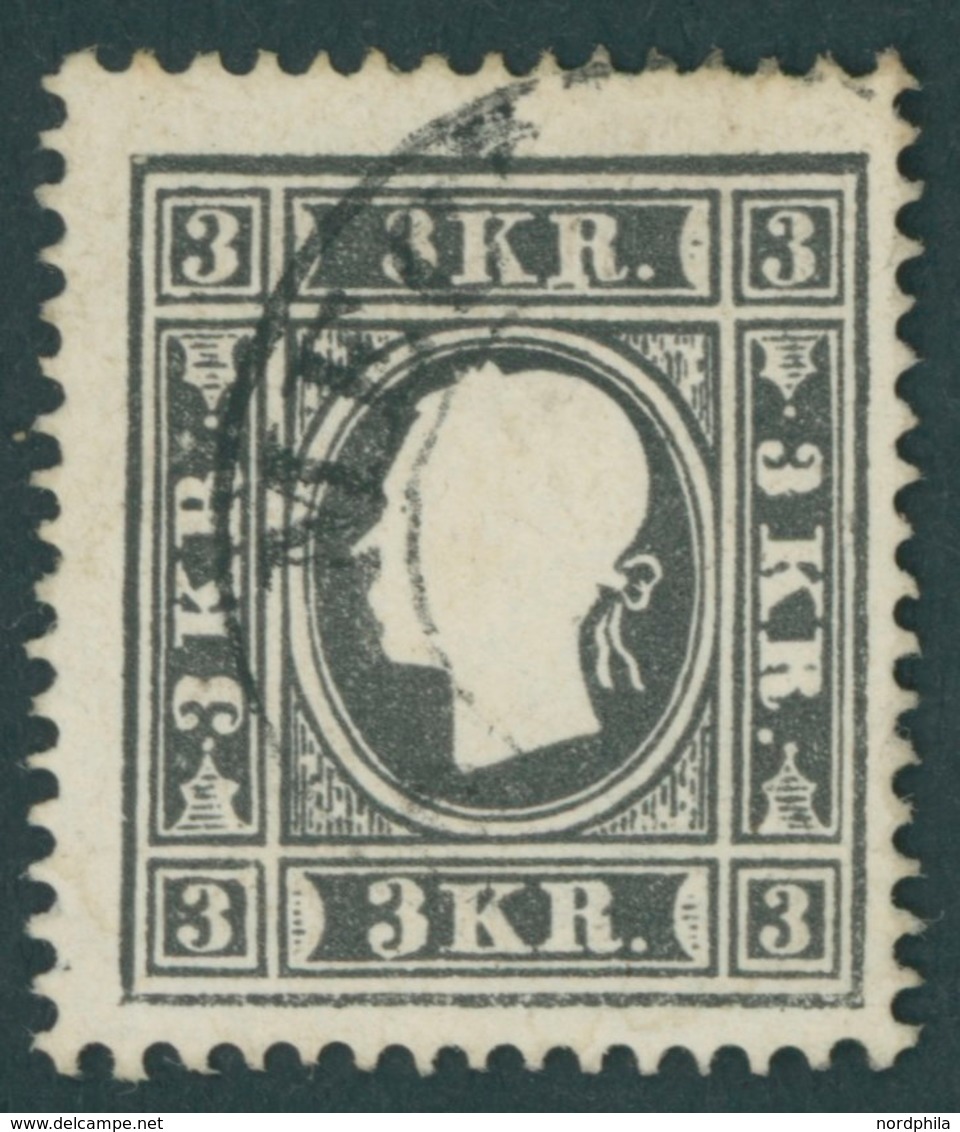 ÖSTERREICH BIS 1867 11Ic O, 1858, 3 Kr. Schwarz, Type Ic, Stempel MECZENZEF, Pracht, Fotobefund Dr. Ferchenbauer, Mi. 40 - Autres & Non Classés