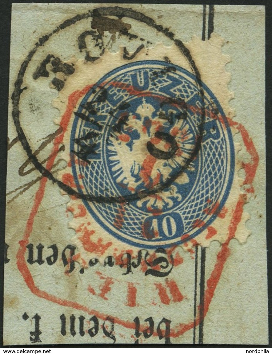 ÖSTERREICH 33a BrfStk, 1865, 10 Kr. Blau, Venetien-K1 ROVIGO Und Roter Recommandirt-R4 Von Wien Auf Prachtbriefstück, Ge - Otros & Sin Clasificación