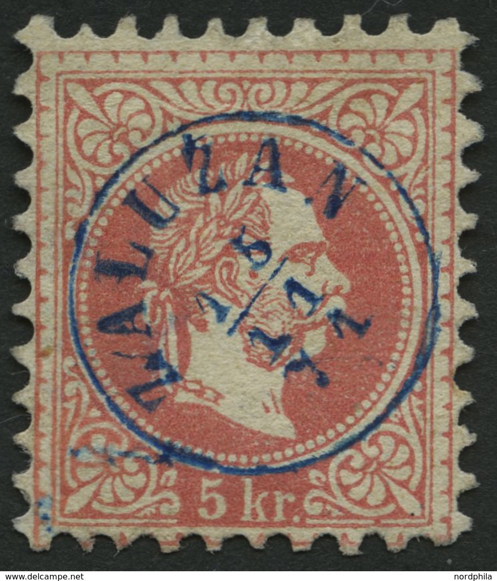 ÖSTERREICH 37I O, 1870, 5 Kr. Karmin, Grober Druck, Zentrischer Fingerhutstempel ZALUZAN, Kabinett - Autres & Non Classés