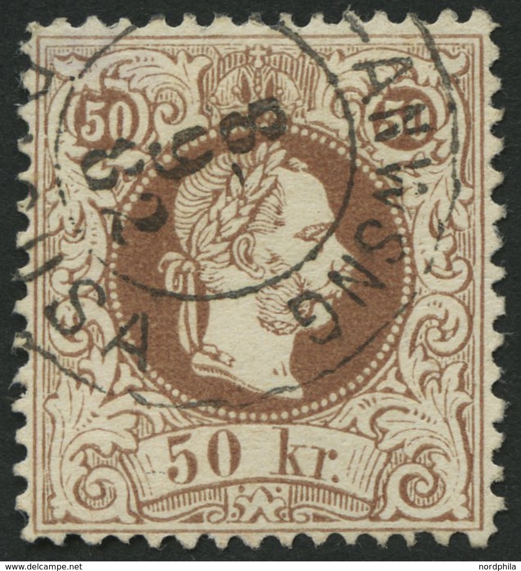ÖSTERREICH 41II O, 1874, 50 Kr. Braun, Feiner Druck, Pracht, Gepr. Drahn, Mi. 220.- - Autres & Non Classés