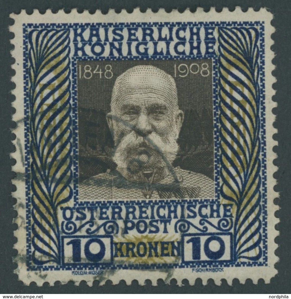 ÖSTERREICH 156 O, 1908, 10 Kr. Regierungsjubiläum, Pracht, Mi. 100.- - Sonstige & Ohne Zuordnung