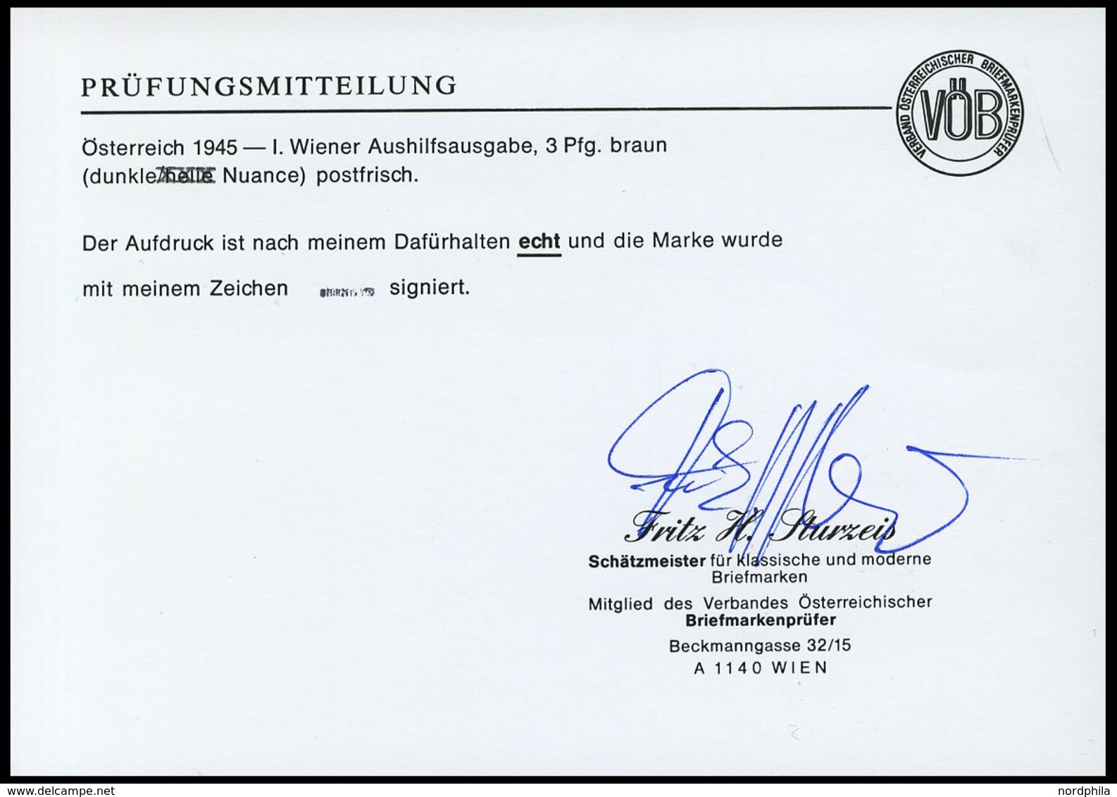 ÖSTERREICH IVa **, 1945, Nicht Ausgegeben: 3 Pf. Dunkelgelbbraun, Pracht, Befund Sturzeis, Mi. 100.- - Otros & Sin Clasificación