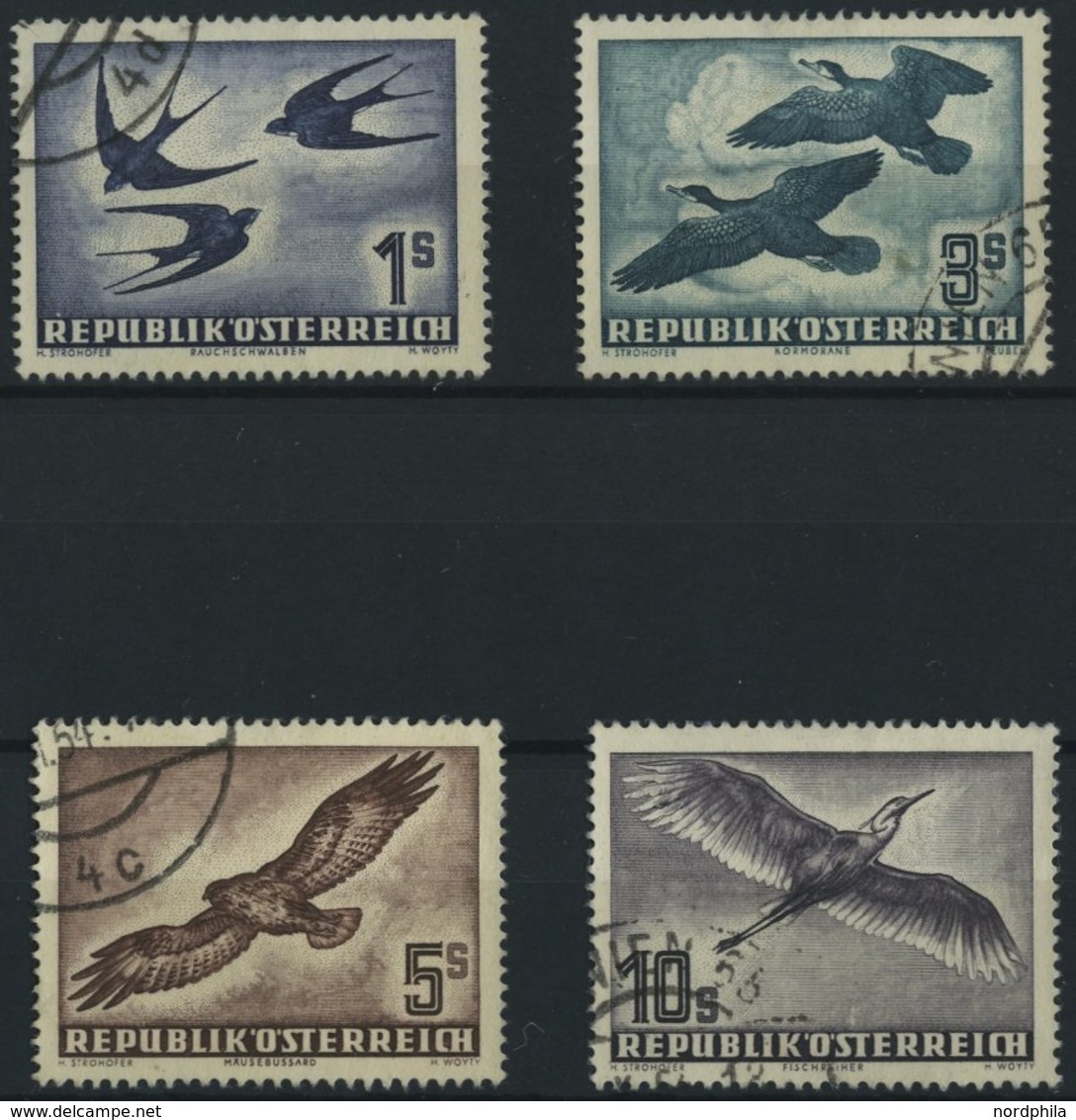 ÖSTERREICH 984-87 O, 1953, Vögel, Prachtsatz, Mi. 300.- - Gebraucht