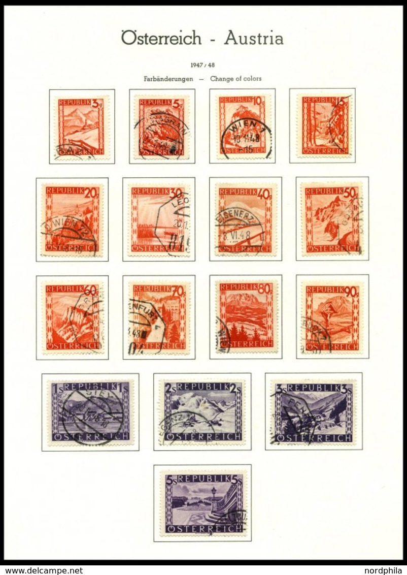 SAMMLUNGEN o, gestempelte Sammlung Österreich von 1945-75 im Leuchtturm Falzlosalbum, ab 1952 bis auf wenige Werte kompl