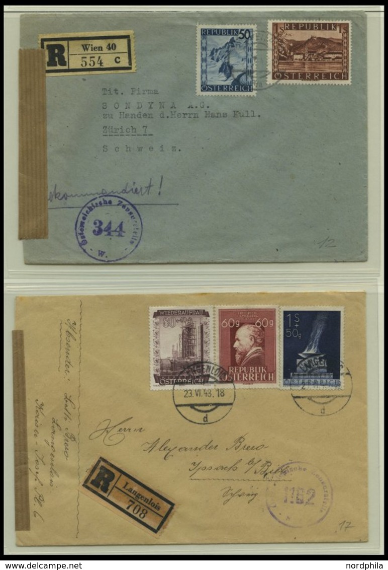 SAMMLUNGEN 1945-52, Sammlung von 19 verschiedenen Belegen mit Zensurstempeln, meist Einschreibbriefe, meist Pracht, besi