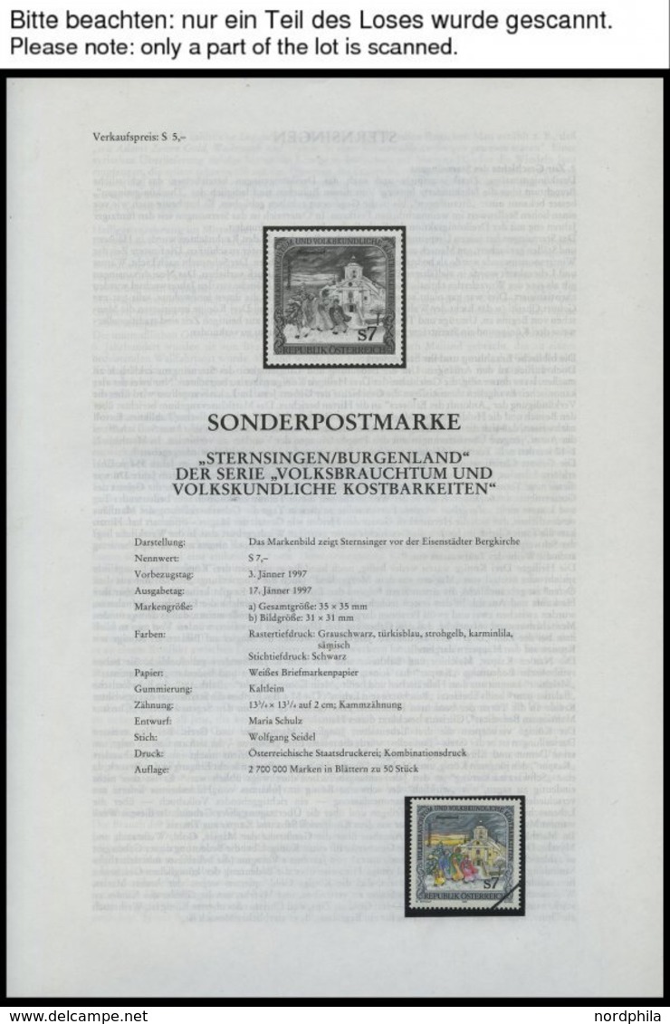 LOTS 2208-28 BrfStk, 1997, 19 Beschreibungen Der Österreichischen Staatsdruckerei Incl. Zugehöriger, Mit Diagonalen Stri - Altri & Non Classificati