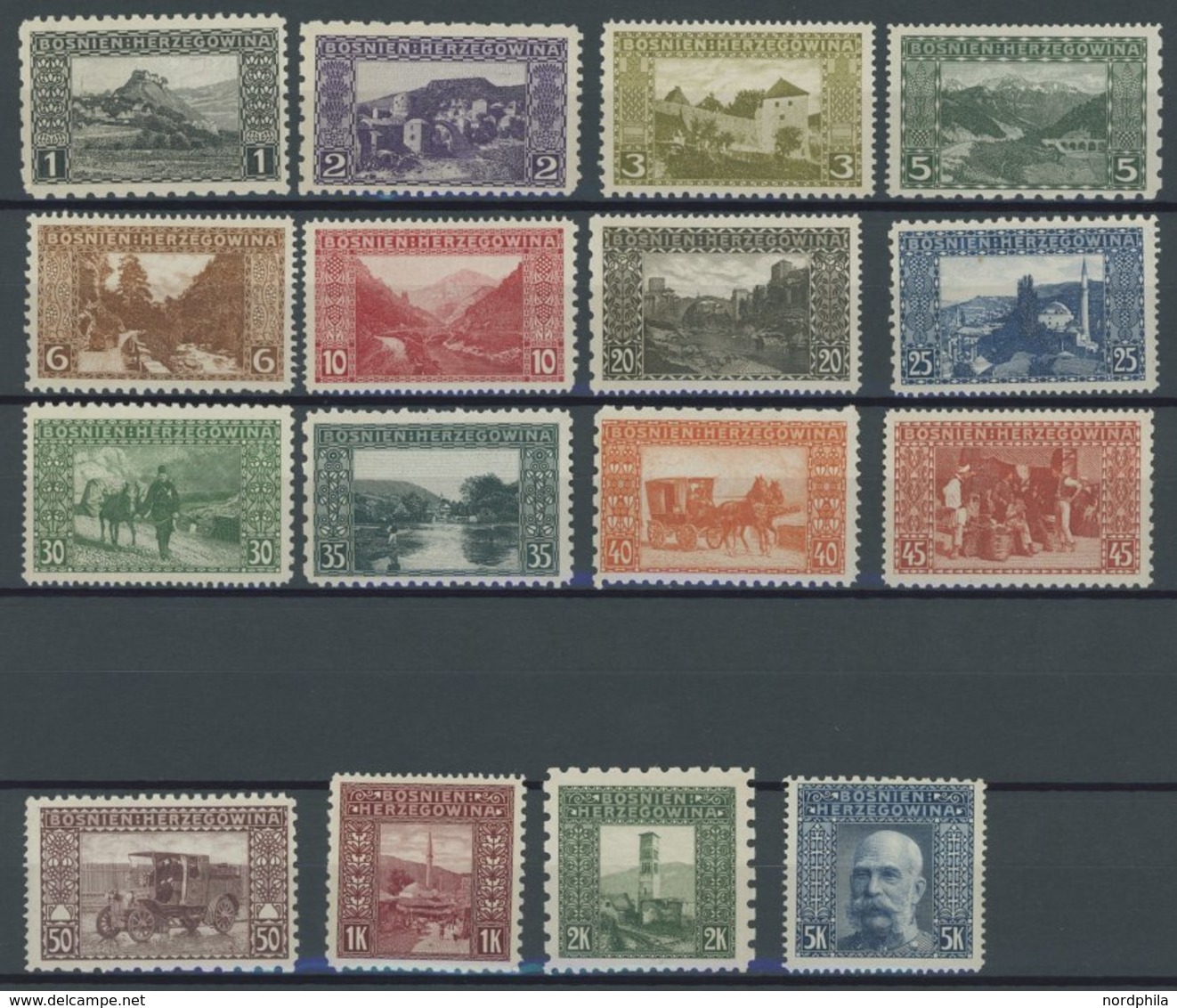 BOSNIEN UND HERZEGOWINA 29-44G **, 1906, Freimarken In Mischzähnung, Postfrischer Prachtsatz - Bosnie-Herzegovine