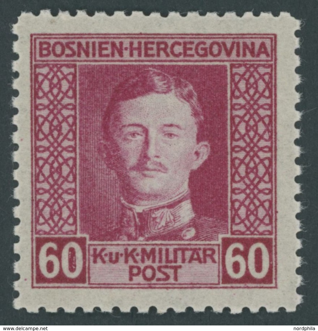 BOSNIEN UND HERZEGOWINA 135B **, 1917, 60 H. Lilarot, Gezähnt 111/2, Postfrisch, Pracht, Mi. 55.- - Bosnia Erzegovina