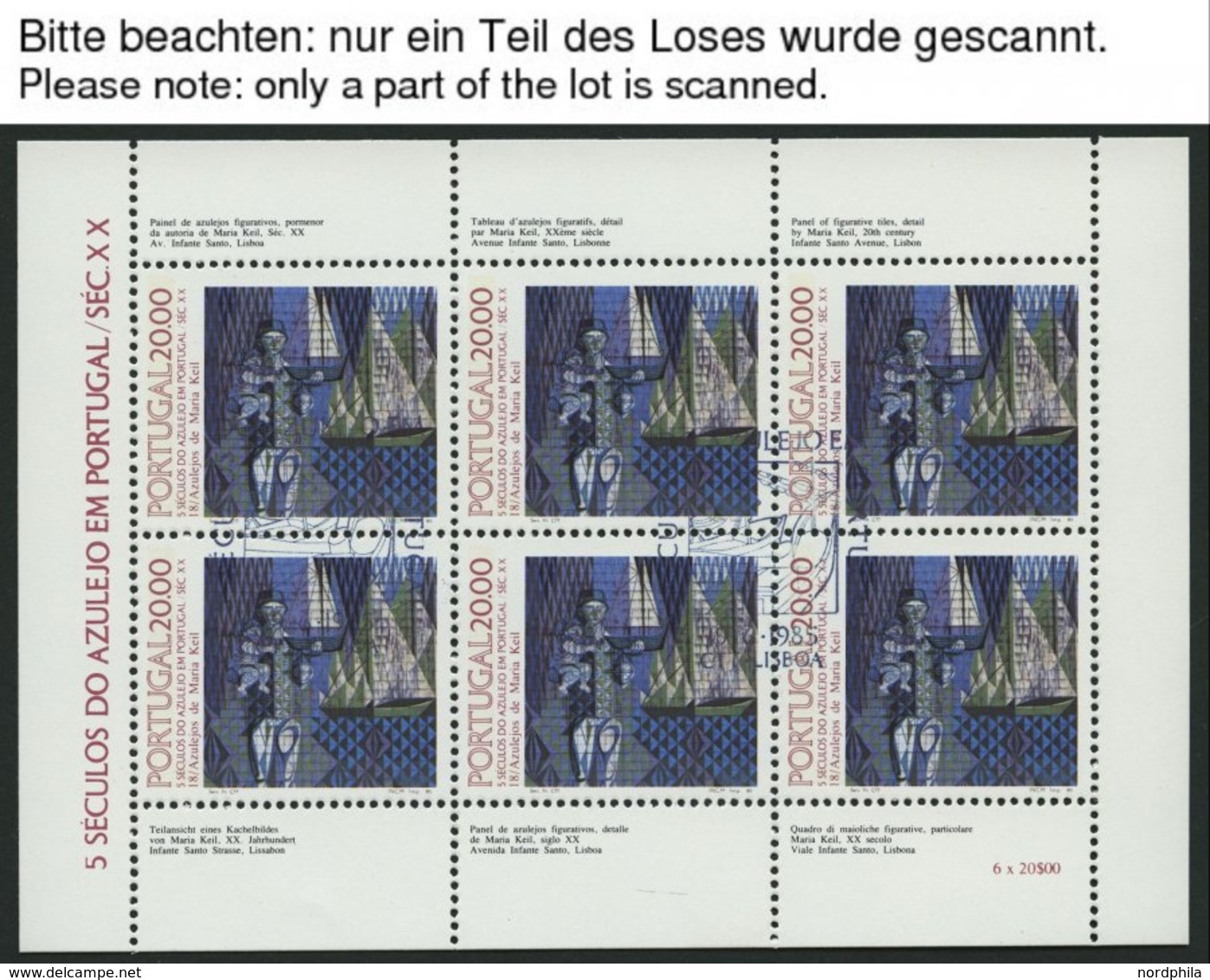 PORTUGAL A.1528-1675KB O, 1981-86, Azulejos Komplett In 20 Kleinbogen Mit Ersttagsstempeln, Pracht, Mi. 91.50 - Other & Unclassified