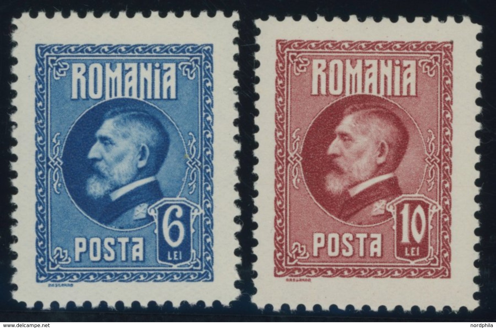 RUMÄNIEN 300,302F *, 1926, 6 L. Blau Und 10 L. Rot, Falzrest, 2 Prachtwerte - Sonstige & Ohne Zuordnung