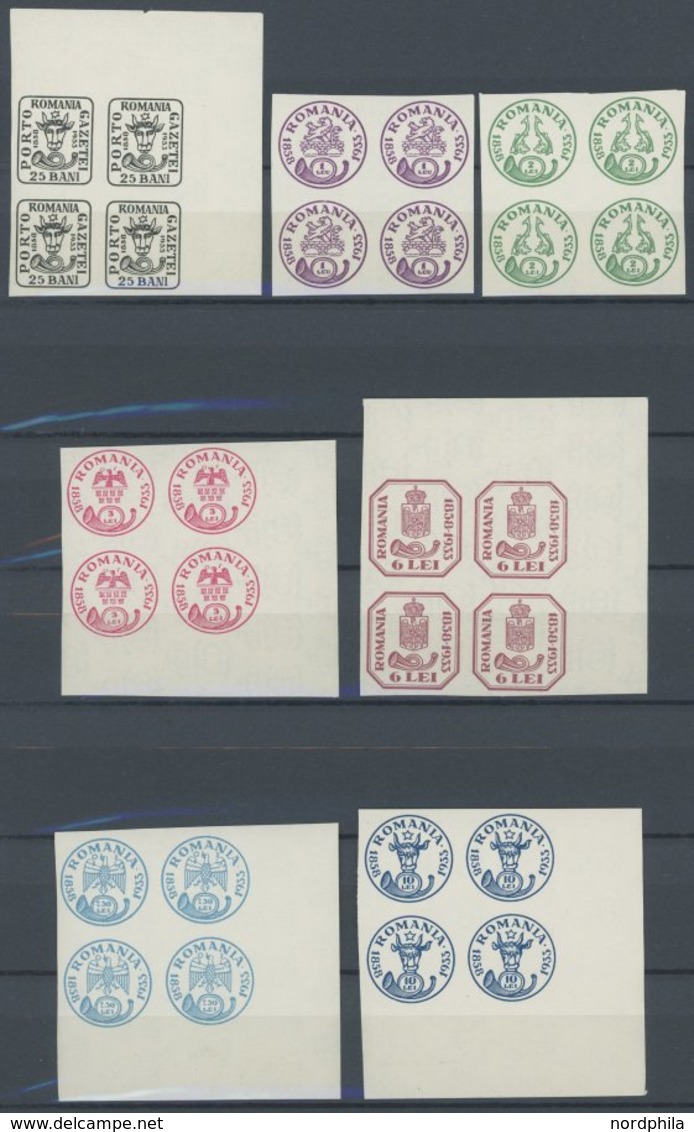 RUMÄNIEN 450-56 VB **, 1932, 75 Jahre Briefmarken In Postfrischen Viererblocks, Prachtsatz, Mi. 160.- - Otros & Sin Clasificación