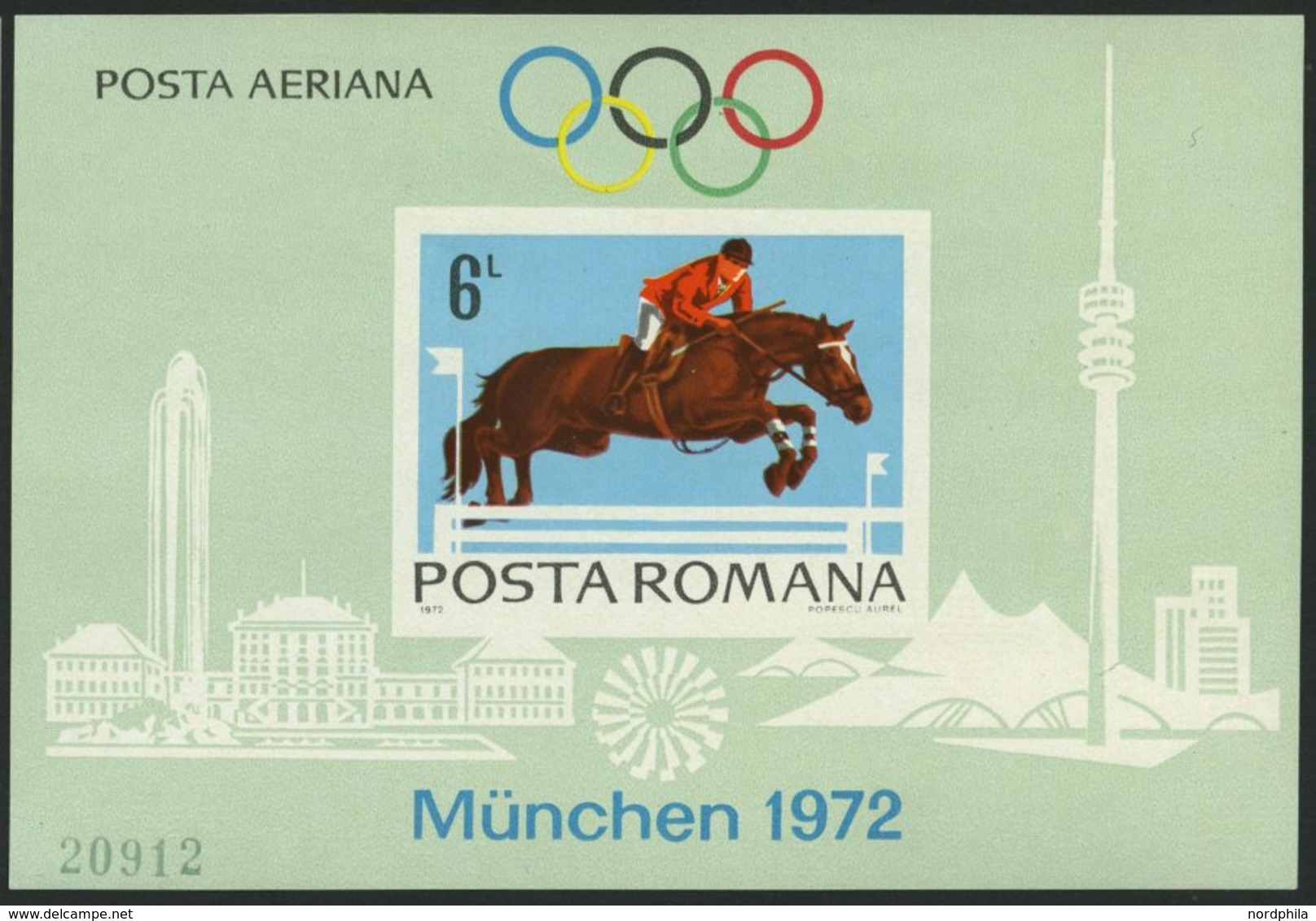 RUMÄNIEN Bl. 94 **, 1972, Block Olympische Spiele, Pracht, Mi. 90.- - Autres & Non Classés