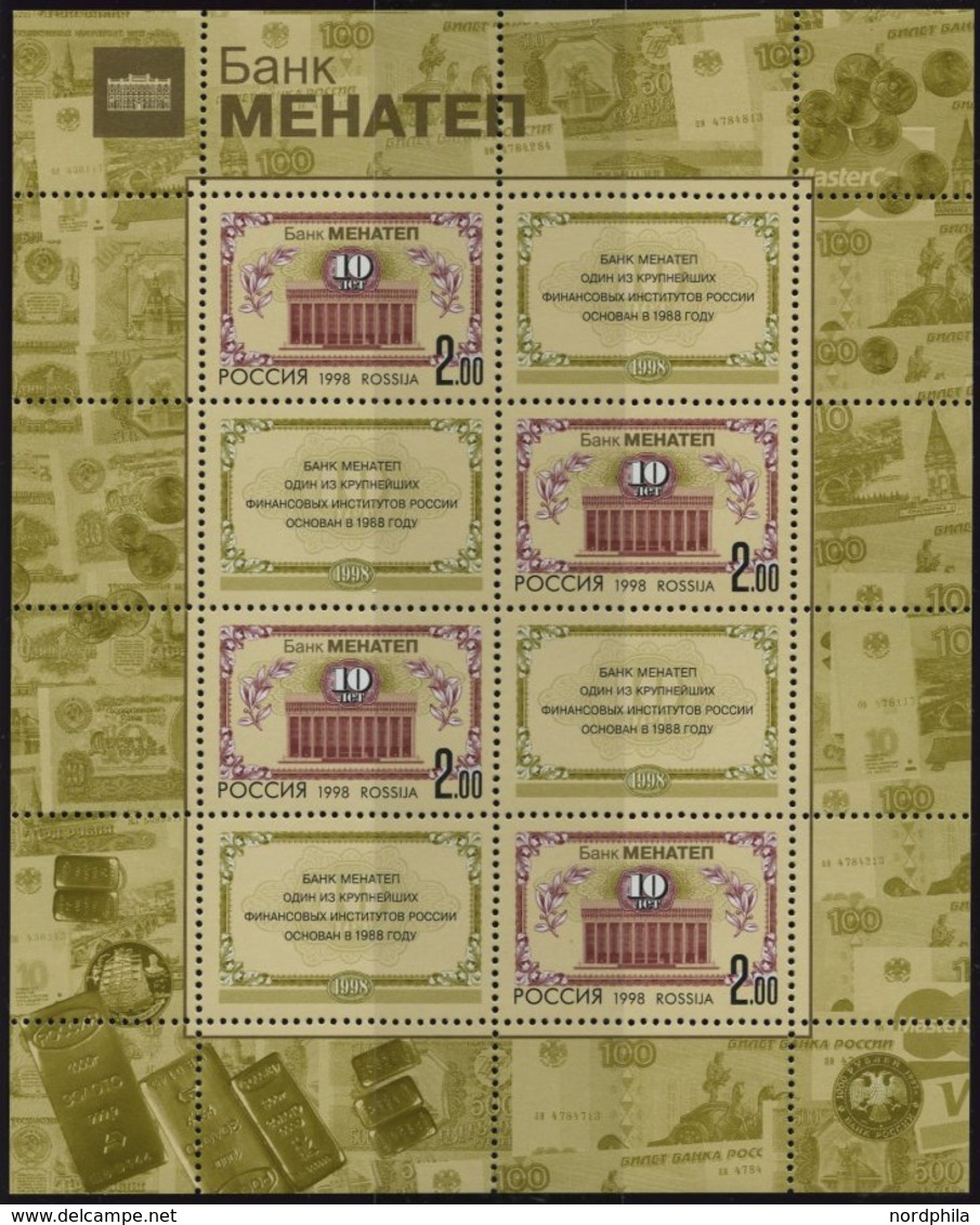 RUSSLAND 689,776/7KB **, 1998/9, Menatep-Bank Und Neuajhr, 3 Kleinbogen, Pracht, Mi. 130.- - Altri & Non Classificati