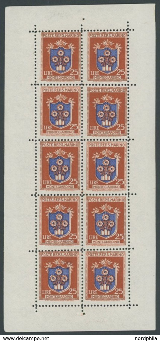 SAN MARINO 333KB **, 1945, 25 L. Wappen Im Kleinbogen (10), Pracht, Mi. 200.- - Otros & Sin Clasificación