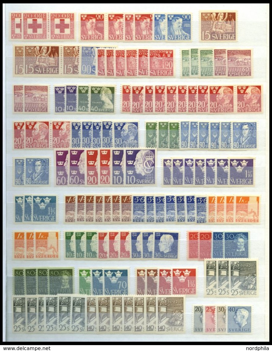 SAMMLUNGEN, LOTS **, Postfrische Dublettenpartie Schweden Von 1945-69 Im Einsteckbuch, Dabei Auch Bessere Zähnungen Und  - Colecciones