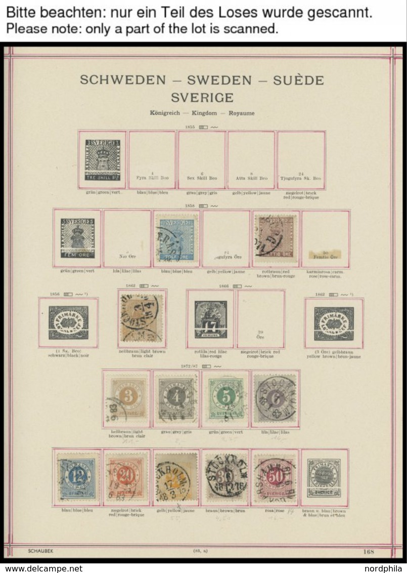 SAMMLUNGEN, LOTS O, Restsammlung Schweden Von 1858-1959 Mit Noch Mittleren Ausgaben, Fast Nur Prachterhaltung - Sammlungen