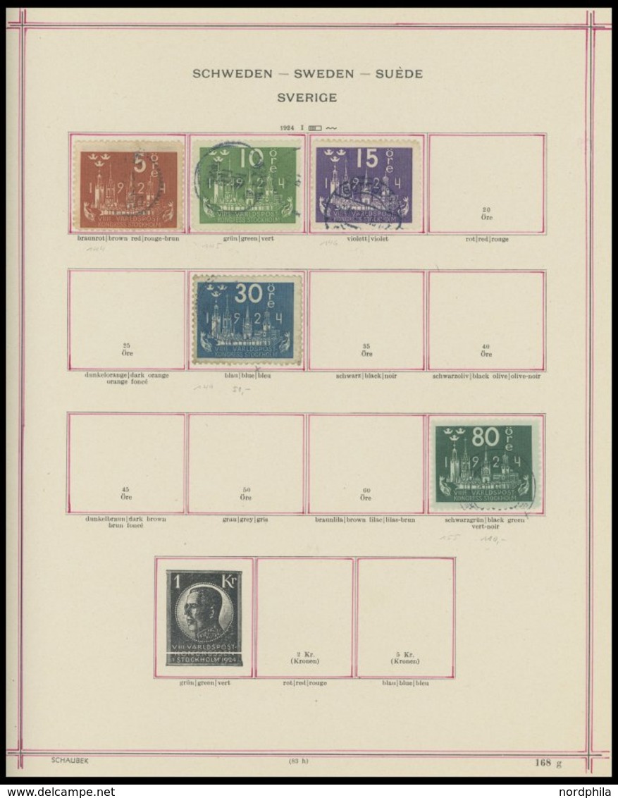 SAMMLUNGEN, LOTS O, Restsammlung Schweden Von 1858-1959 Mit Noch Mittleren Ausgaben, Fast Nur Prachterhaltung - Colecciones