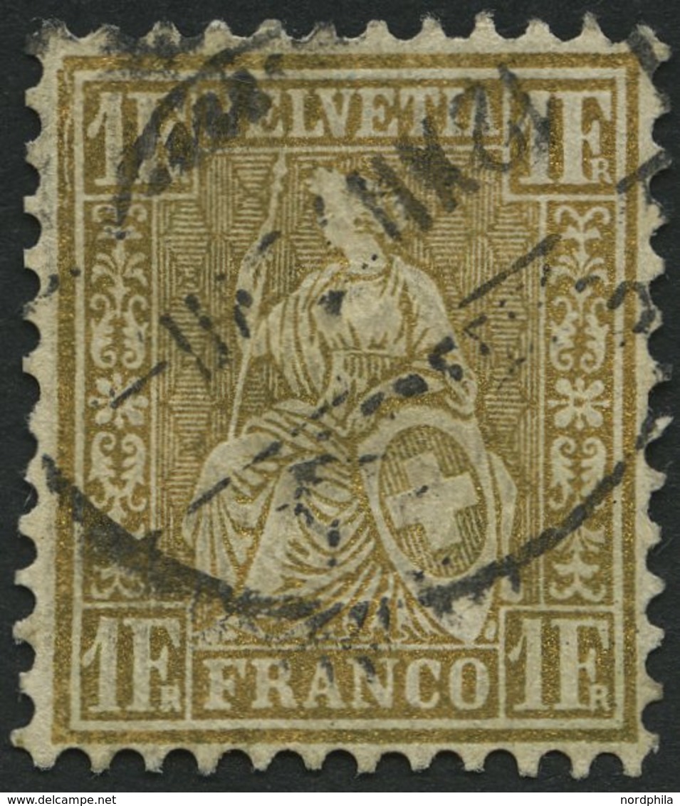 SCHWEIZ BUNDESPOST 28c O, 1864, 1 Fr. Gold, Pracht, Mi. 110.- - 1843-1852 Timbres Cantonaux Et  Fédéraux