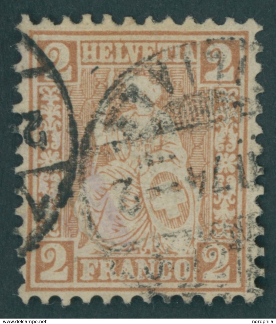 SCHWEIZ BUNDESPOST 29b O, 1867, 2 C. Rotbraun, Pracht, Mi. 240.- - 1843-1852 Federal & Cantonal Stamps